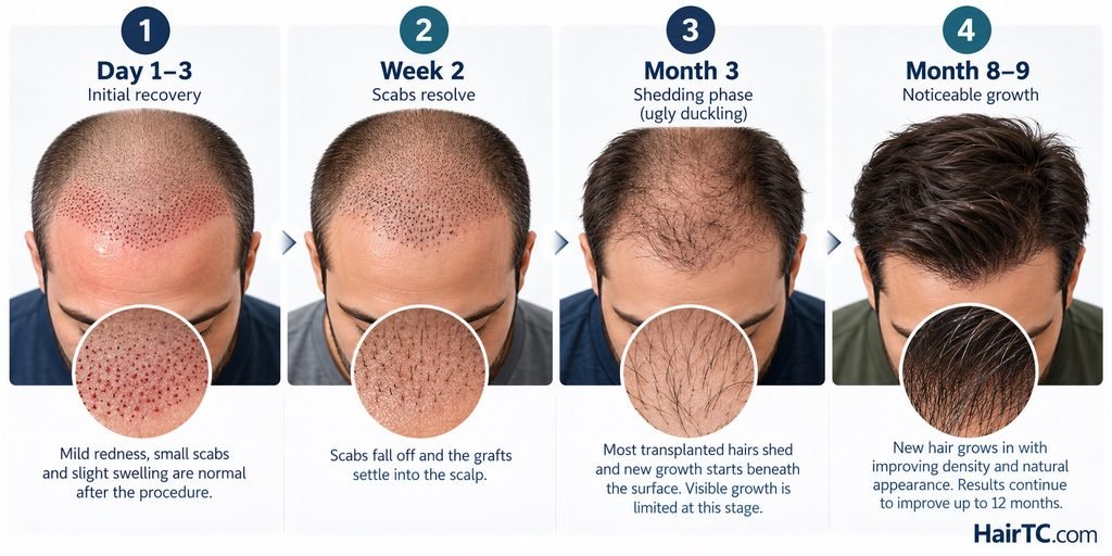 dhi hairtransplant recovery timeline