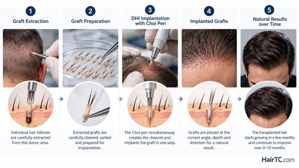 dhi hair transplant stages