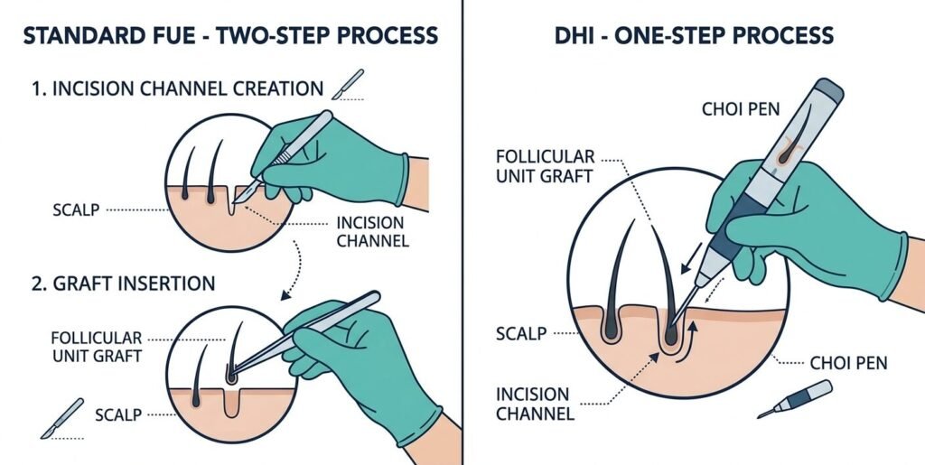 dhi vs fue hair transplant