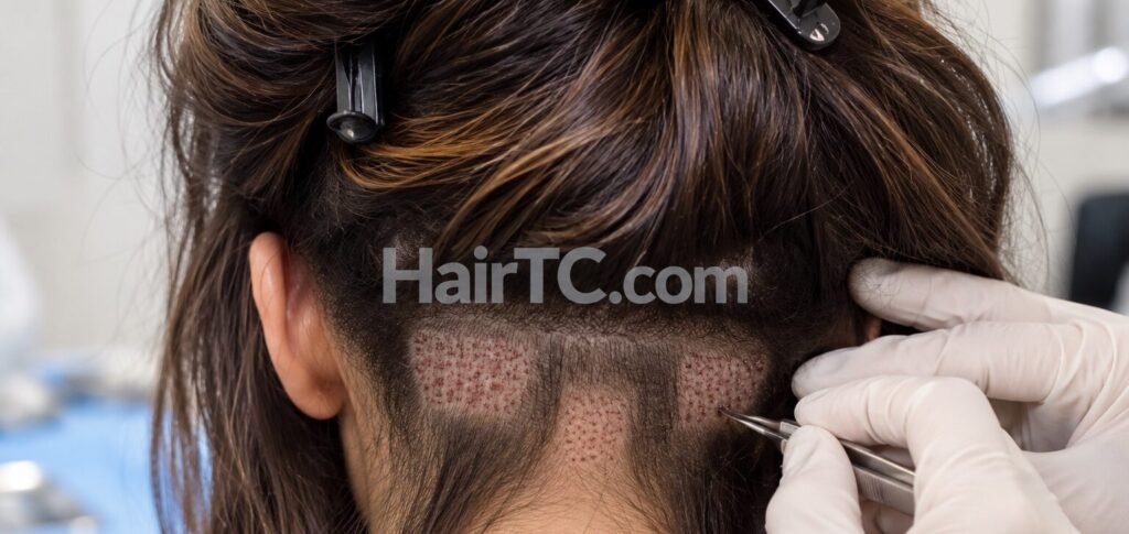 Female hair transplant donor area