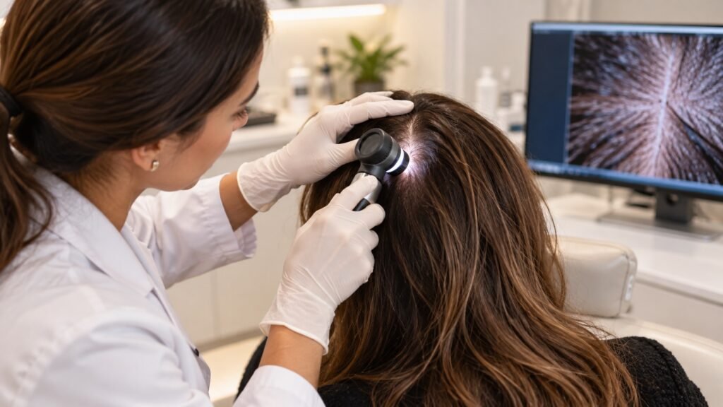 Dermatoscope Scalp Examination Female