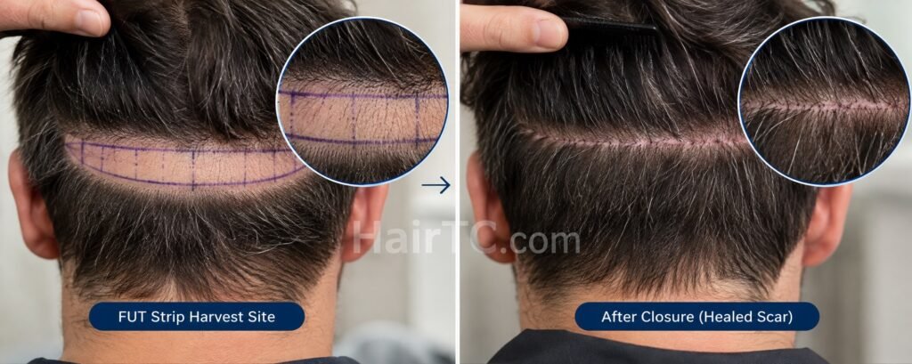 FUT Strip Harvest and Healed Scar Comparison