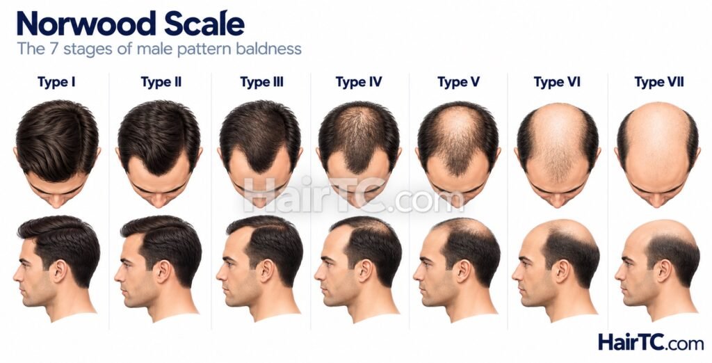 Norwood Scale Stages of Hair Loss Men