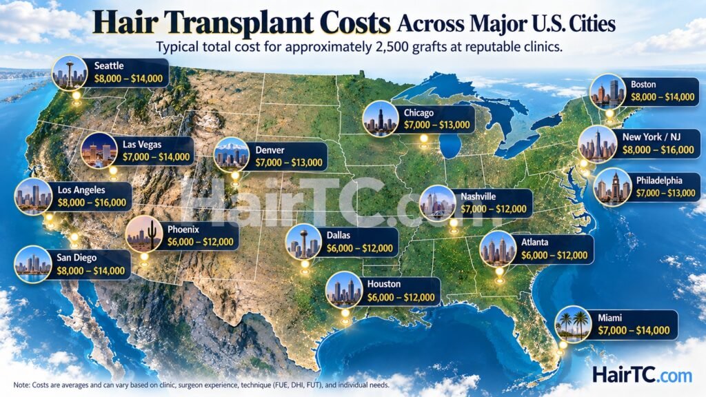 U.S. Hair Transplant Cost Map